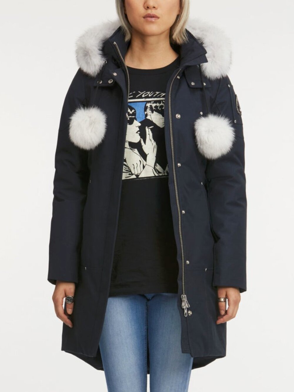 Moose Knuckles Stirling Navy Fox-Fur-Trim Hooded Parka